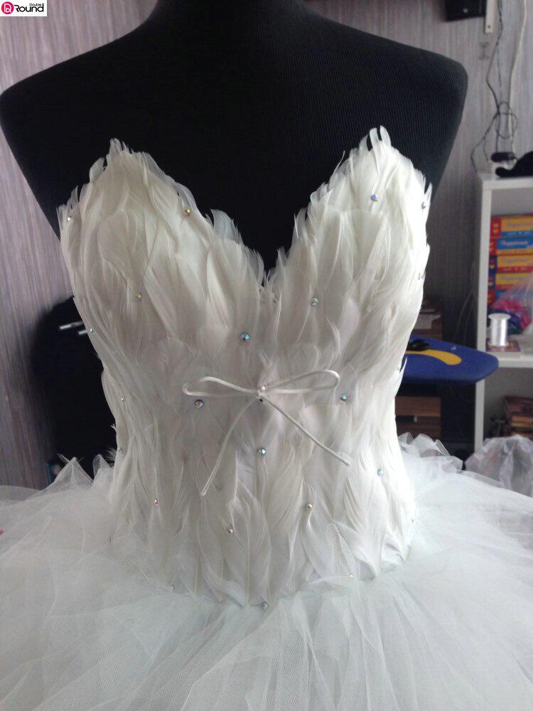Feather Strapless Wedding Dress for Women