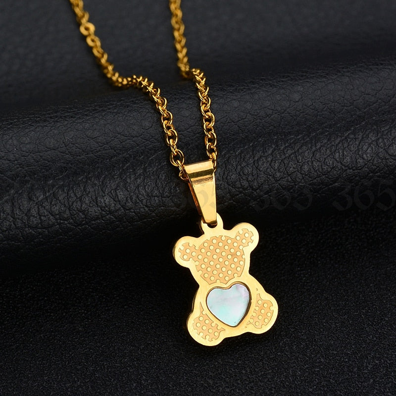 Collana con Ciondolo a Forma di Orsetto in Zircone Cubico