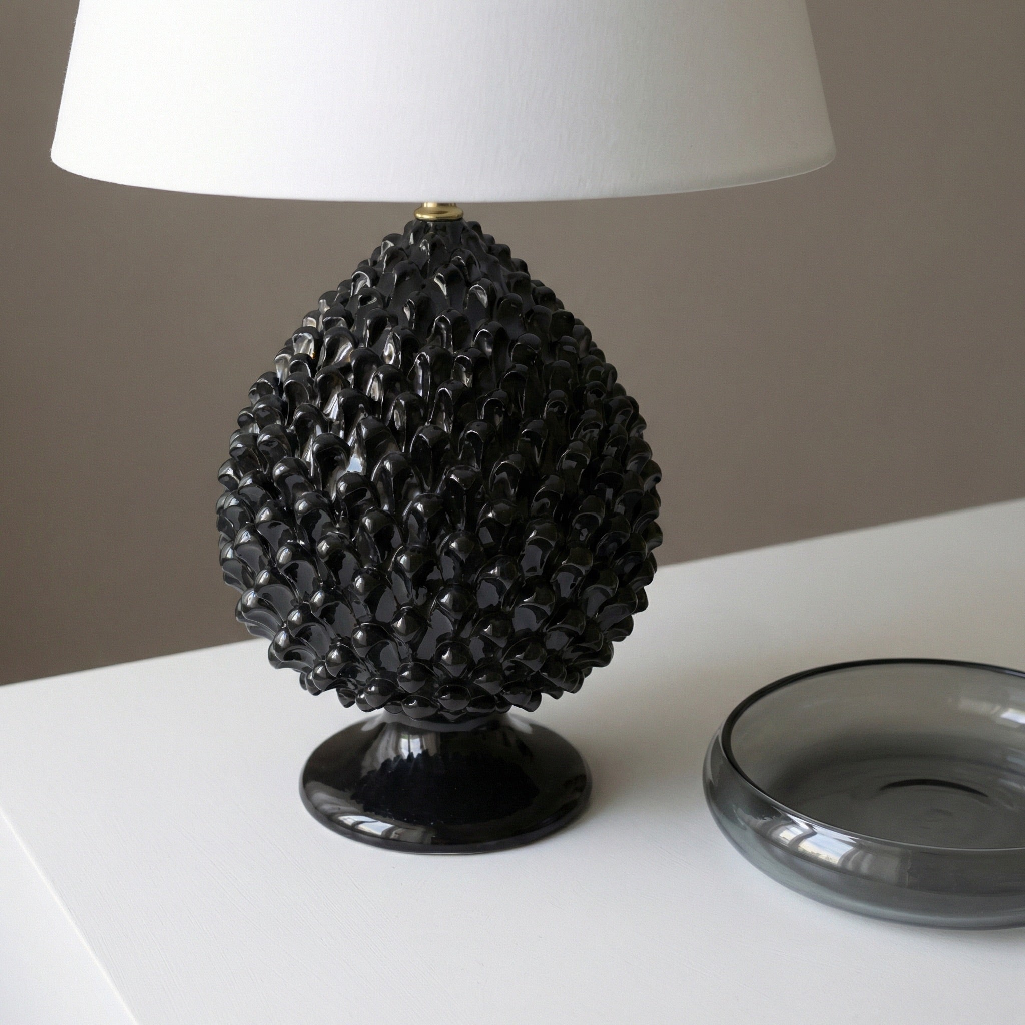 Lume Pigna in Ceramica di Caltagirone - Black Line