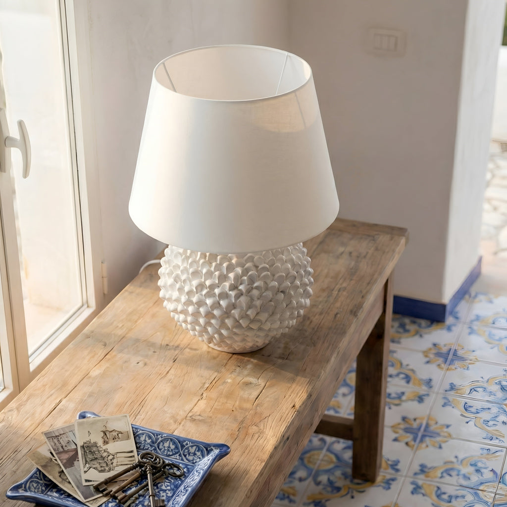 Lume a Palla Pigna in Ceramica di Caltagirone - White Line