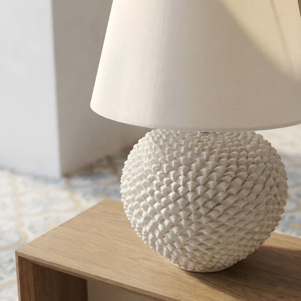 Lume a Palla Pigna in Ceramica di Caltagirone - White Line