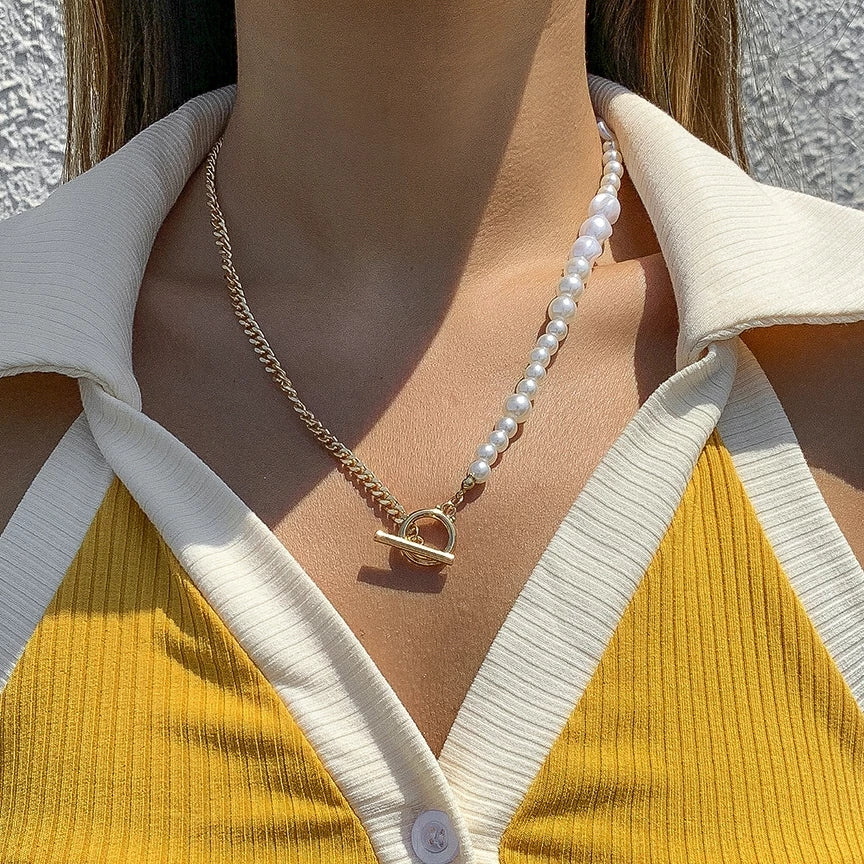 Collana a Catena con Perle Barocche da Donna