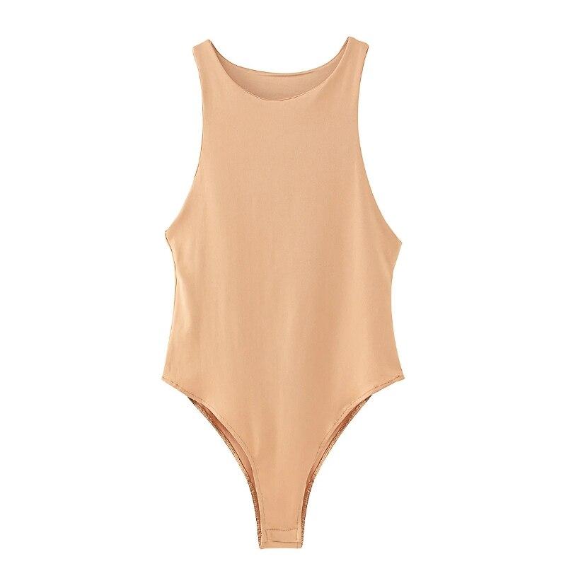 Body Senza Maniche Tinta Unita Stile Minimalista da Donna