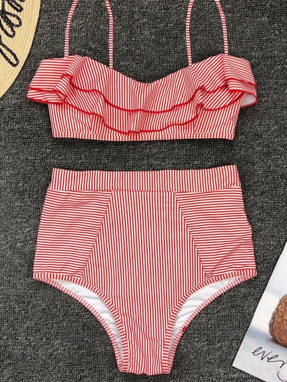 Bikini Set a Righe Stile Retrò da Donna