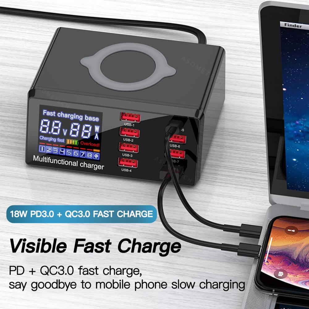 8 USB Ports and Wireless Charge Charging Station AU EU US UK Plug