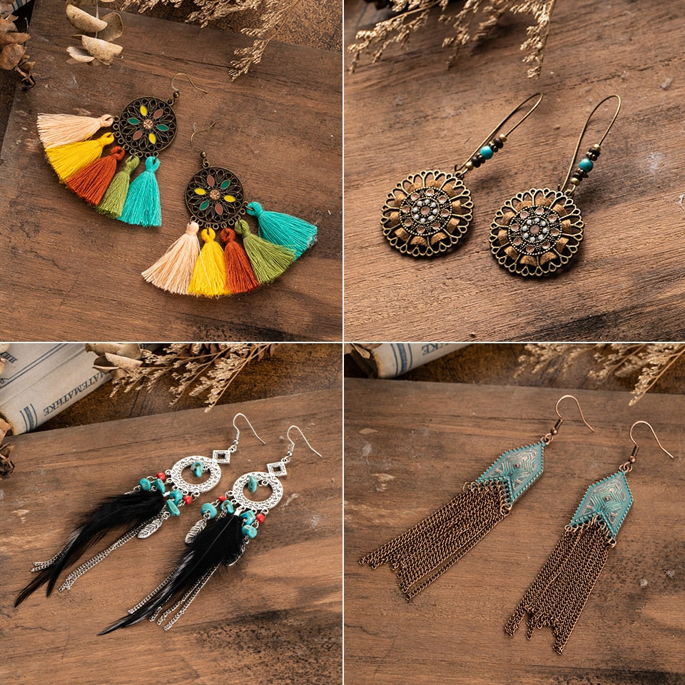 Orecchini a Goccia Colorati Stile Boho da Donna