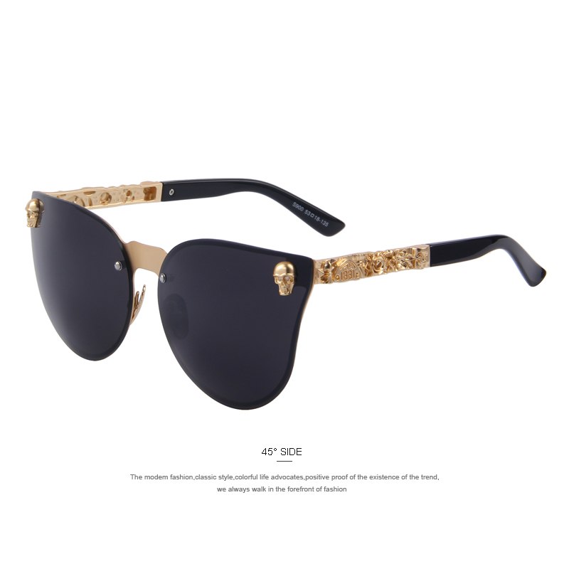 Occhiali da Sole Gothic con Montatura Teschio Dorata da Donna