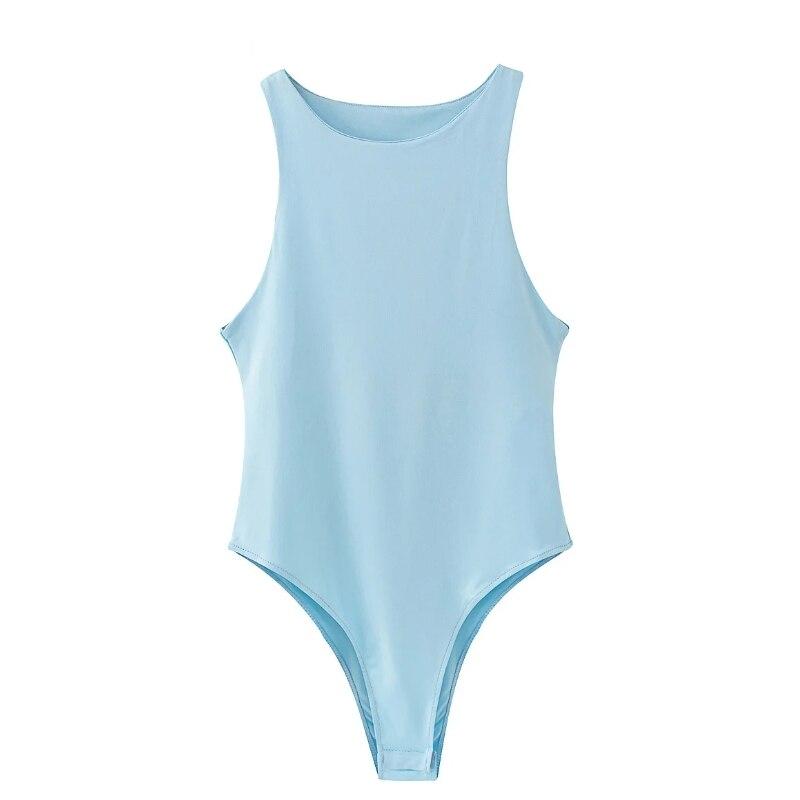 Body Senza Maniche Tinta Unita Stile Minimalista da Donna