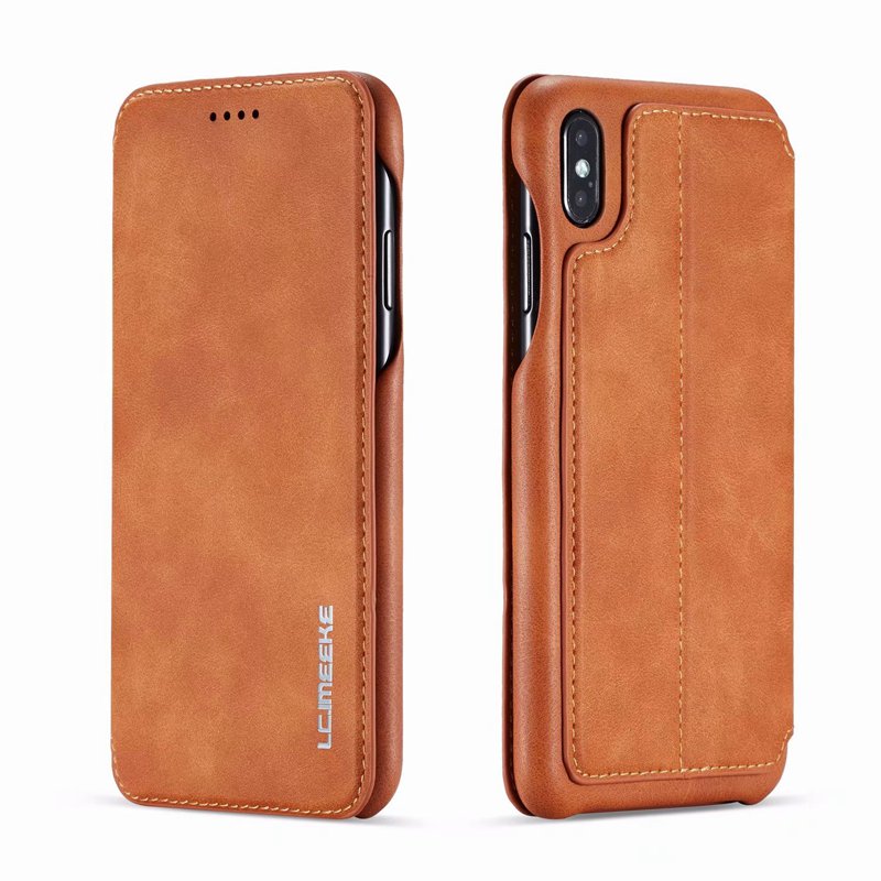 Cover Flip Casual Tinta Unita per iPhone