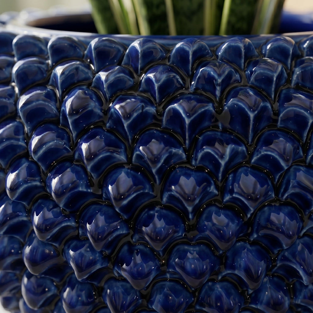 Cachepot a Pigna in Ceramica di Caltagirone - Blu Intenso