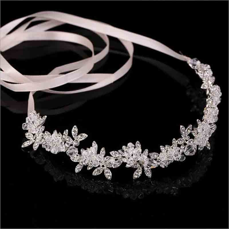 Cerchietto da Sposa con Cristalli e Fiori