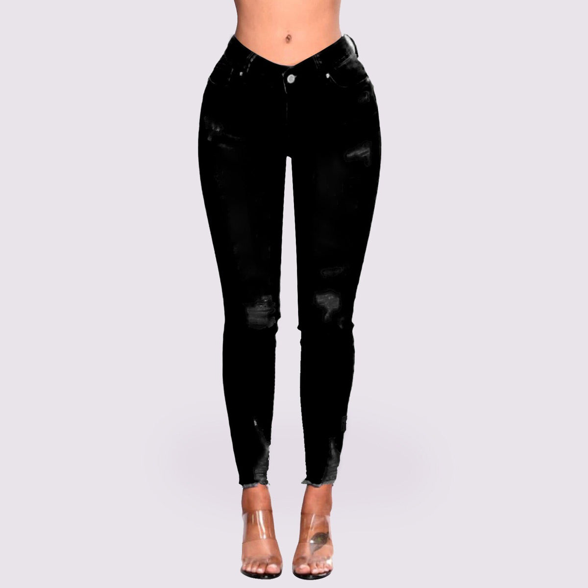 Jeans Skinny Strappati Effetto Push-Up