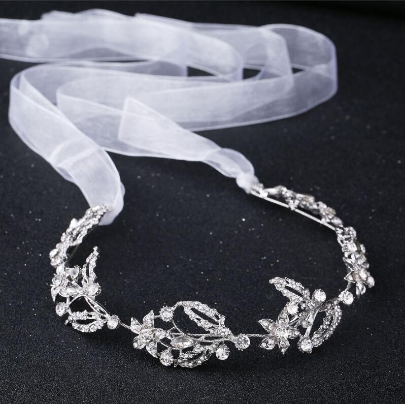 Cerchietto da Sposa con Cristalli e Fiori