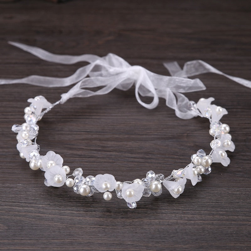Cerchietto da Sposa con Cristalli e Fiori