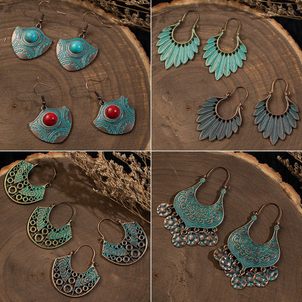 Orecchini Pendenti in Metallo Stile Boho da Donna