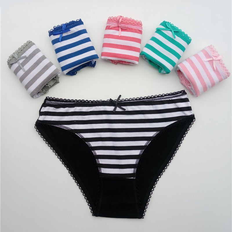 Set di Slip in Cotone a Righe da Donna