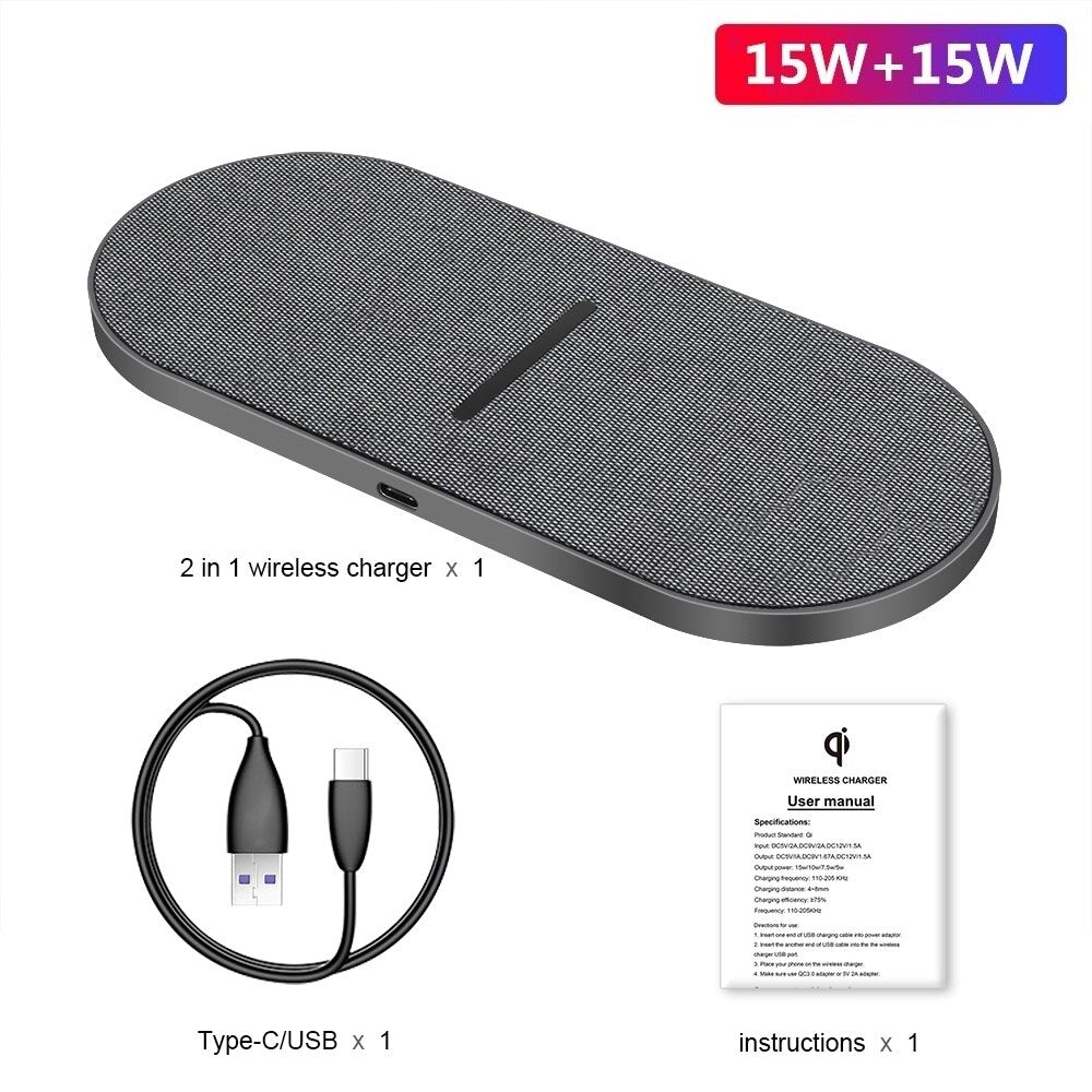 Pad di Ricarica Wireless Rapida 2 in 1 Doppio 30W