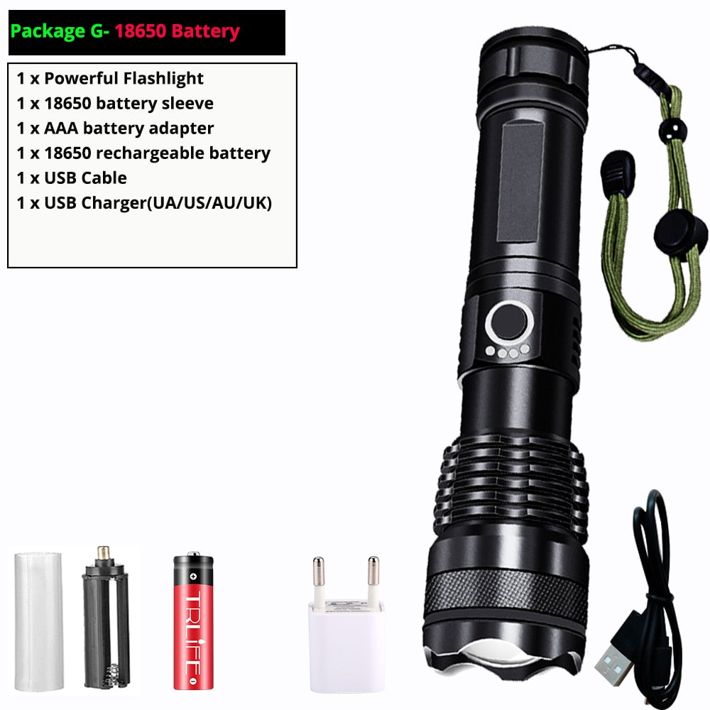 Potente Torcia LED Nera con Zoom