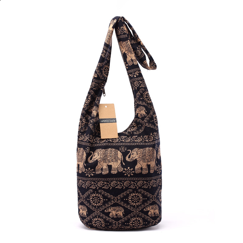 Borsa a Spalla Bohémien Vintage in Cotone da Donna