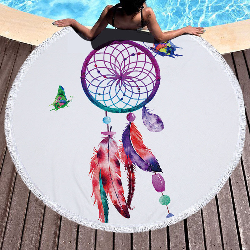 Beach Round Shaped Dream Catcher Printed Towels