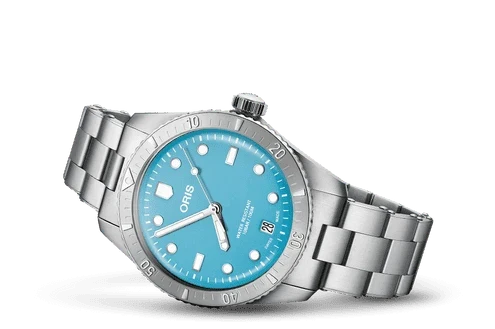 Oris Divers Sixty-Five Cotton Candy Uomo Unisex Swiss Made 38 mm Quadrante Blu Cassa Acciaio Bracciale Acciaio Vetro Zaffiro Antiriflesso Automatico Calibro 733-1 Data Riserva 41 Ore Diver 100m Ref. 01 733 7771 4055-07 8 19 18 Full Set