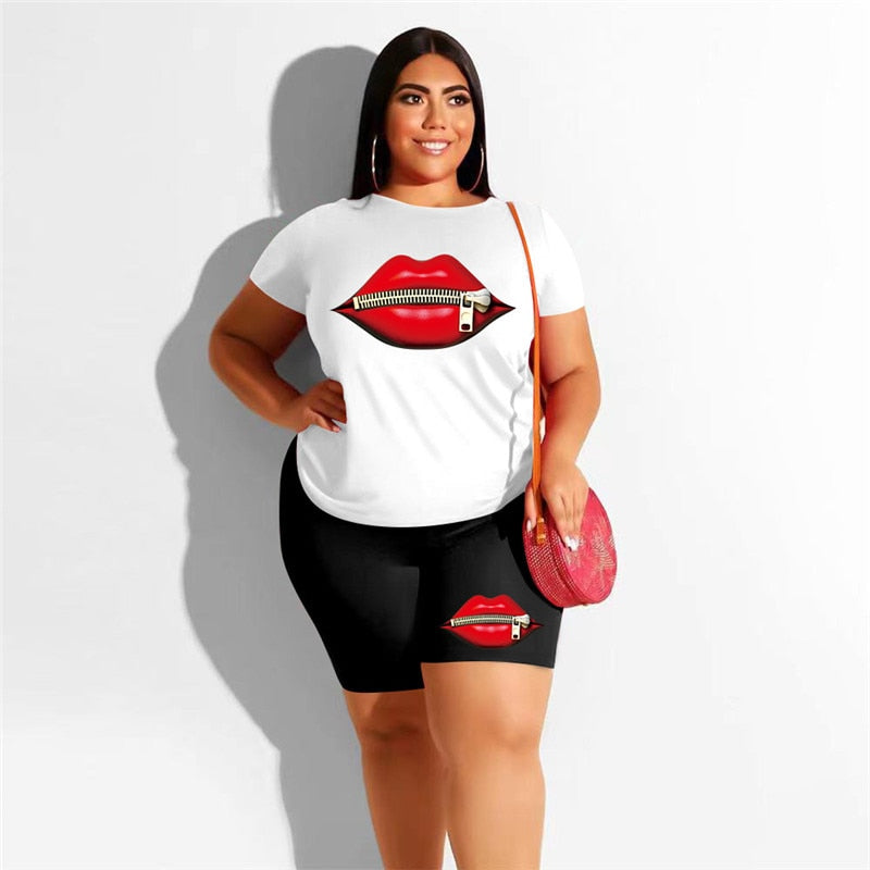 Set Estivo T-Shirt e Pantaloncini Stampati da Donna
