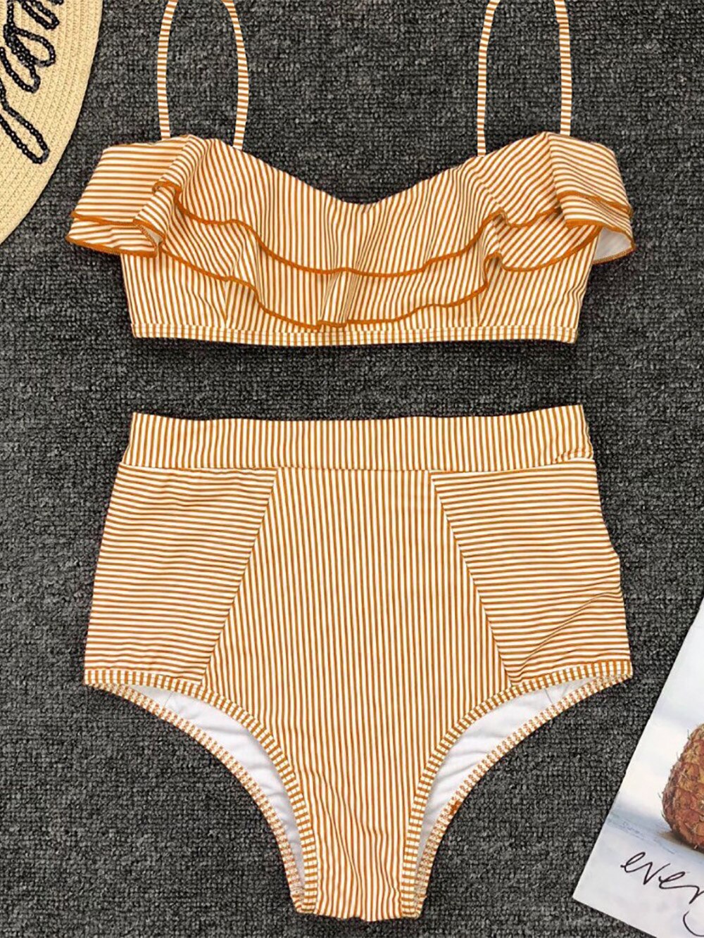 Bikini Set a Righe Stile Retrò da Donna
