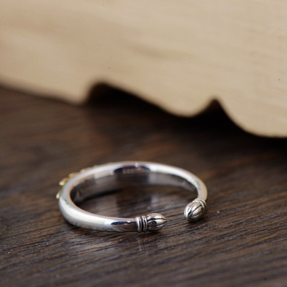 Anello da Sposa Aperto in Argento con Fiore di Loto