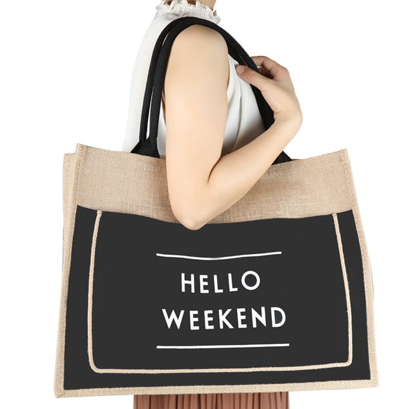 Borsa Shopping da Donna in Lino Multicolore