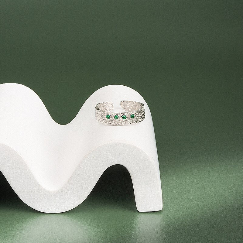Anello in Argento Sterling 925 con Zircone Verde