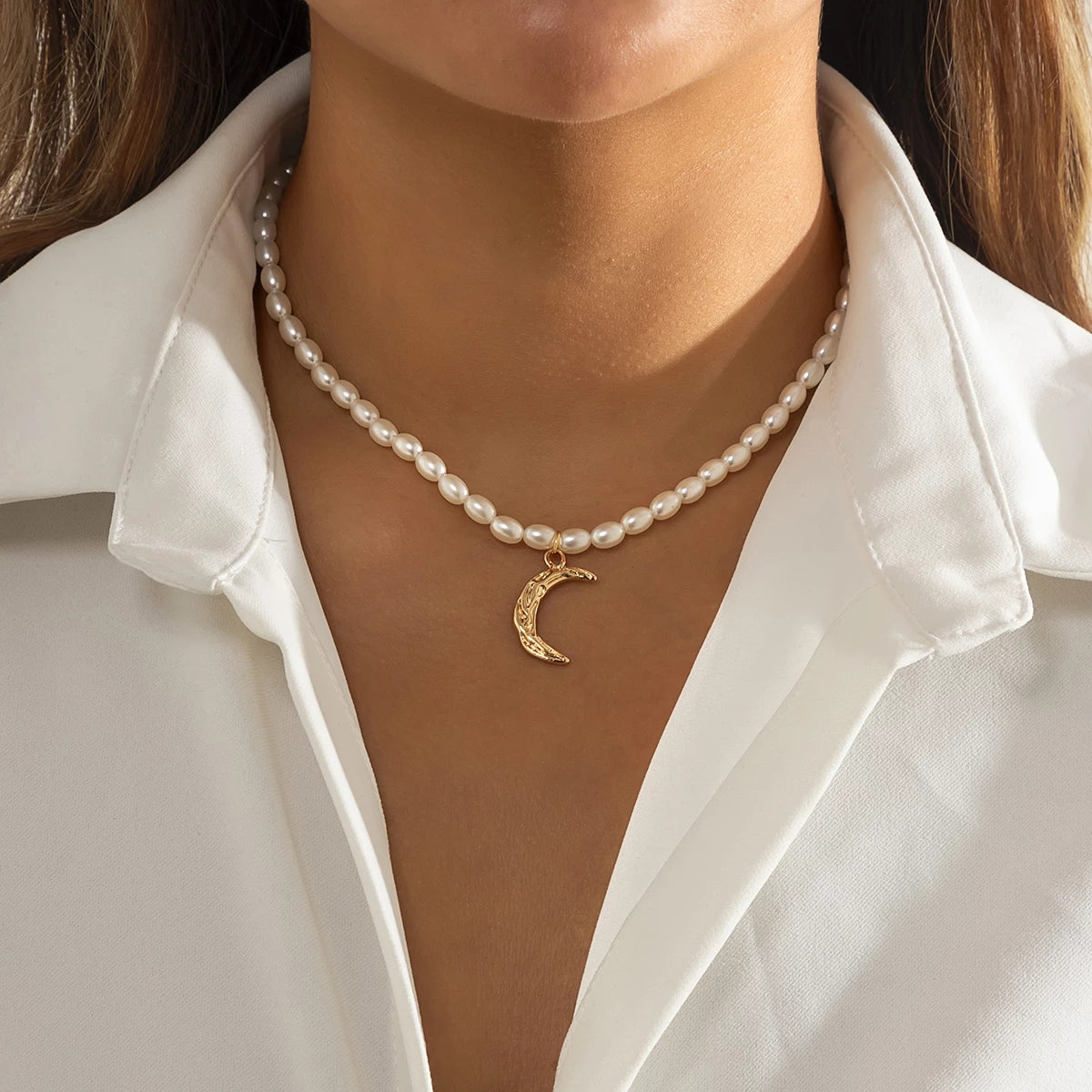 Collana a Catena con Perle Barocche da Donna