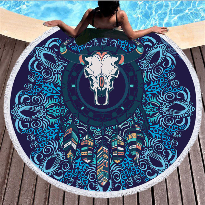 Beach Round Shaped Dream Catcher Printed Towels