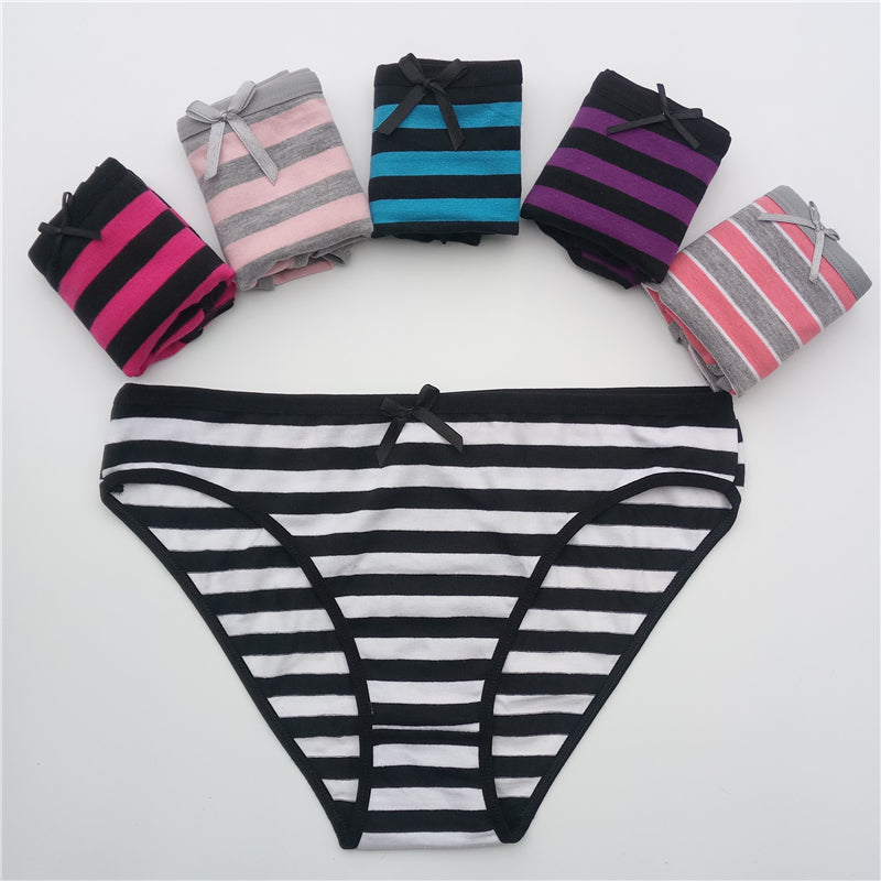Set di Slip in Cotone a Righe da Donna