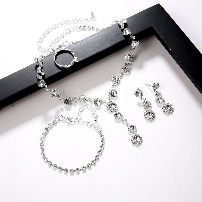 Set di Gioielli da Sposa in Argento e Cristallo