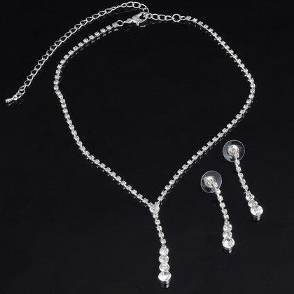 Set Collana e Orecchini a Goccia con Cristalli da Donna