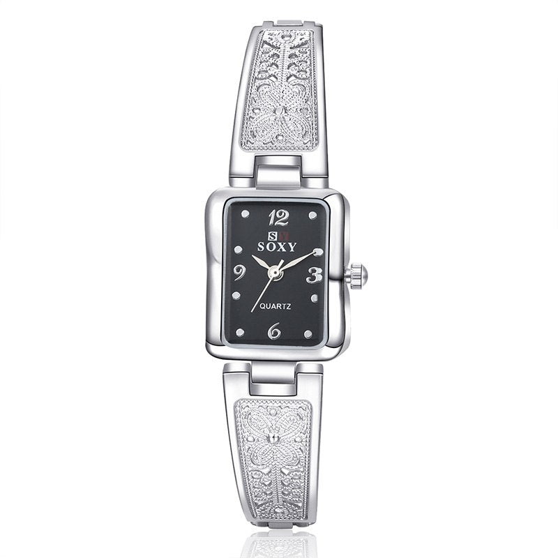 Orologio Bracciale Elegante con Pizzo Floreale in Acciaio Inossidabile