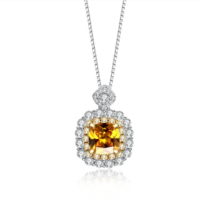 Collana con Ciondolo Quadrato in Rosa e Giallo