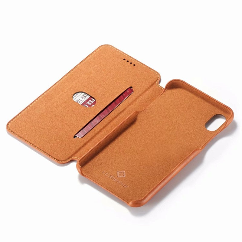 Cover Flip Casual Tinta Unita per iPhone