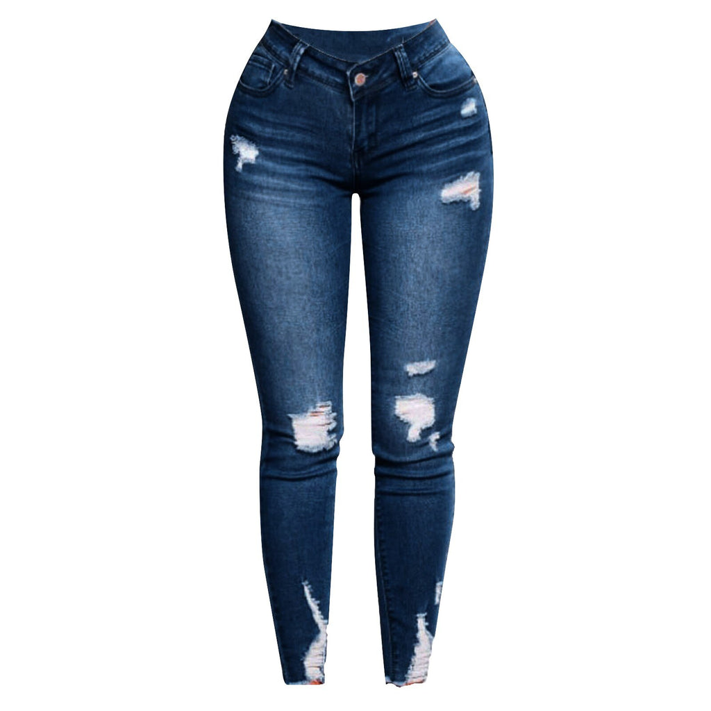 Jeans Skinny Strappati Effetto Push-Up