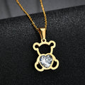 Collana con Ciondolo a Forma di Orsetto in Zircone Cubico