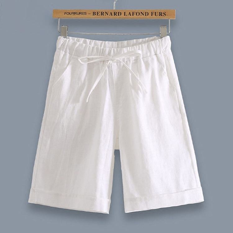 Pantaloncini a Gamba Larga Vita Alta Elastica da Donna