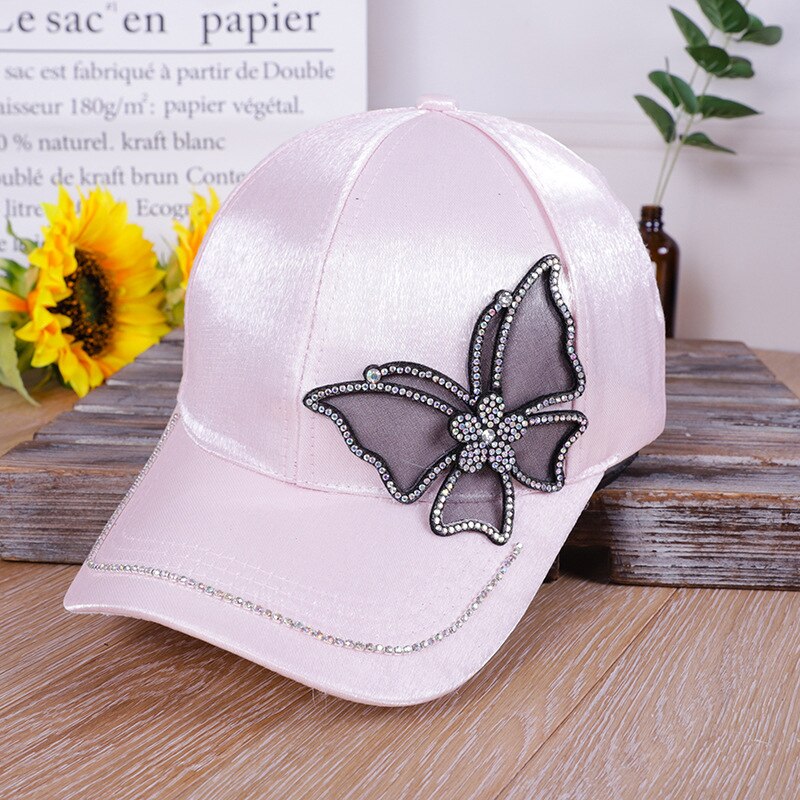 Cappellino da Baseball con Cristalli a Farfalla da Donna