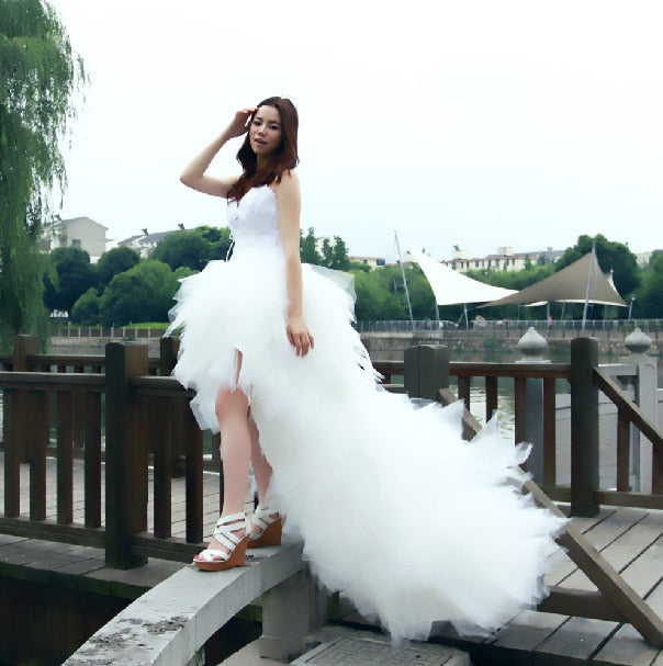 Feather Strapless Wedding Dress for Women