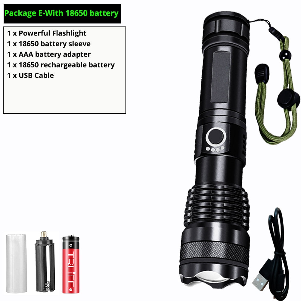 Potente Torcia LED Nera con Zoom