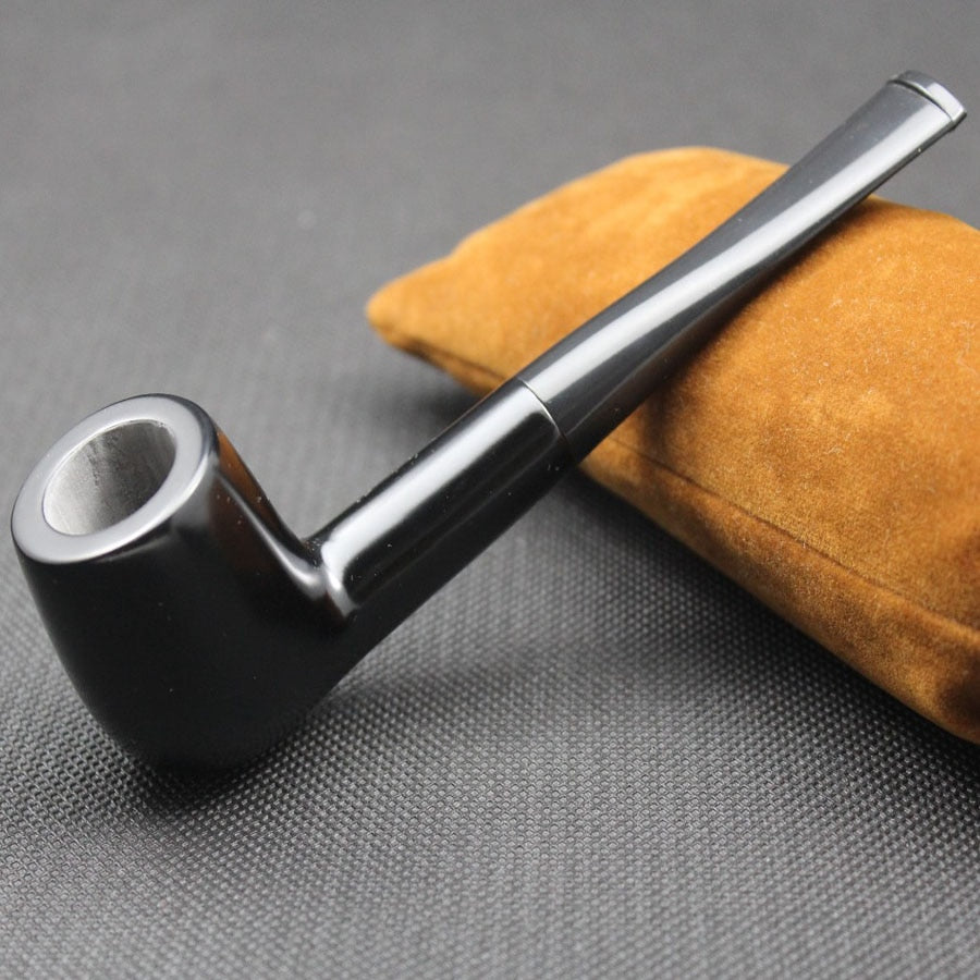 Pipa da Fumo Minimalista in Legno di Ebano Nero