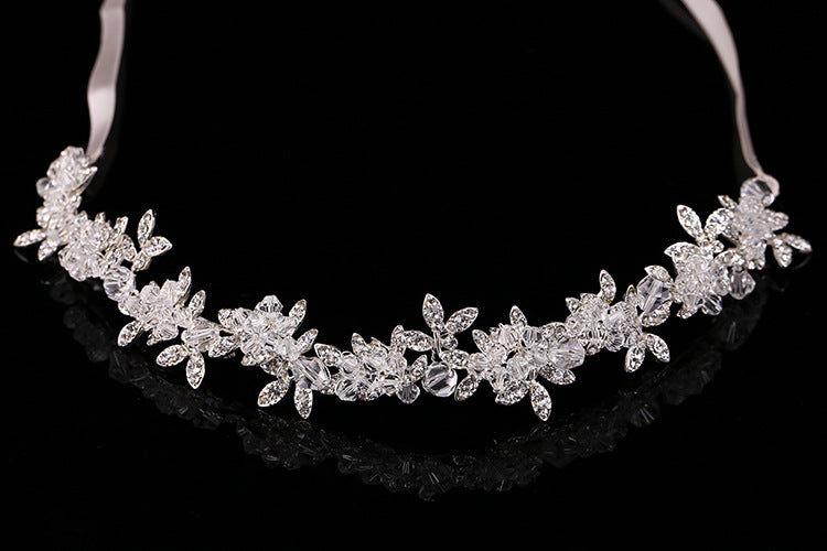 Cerchietto da Sposa con Cristalli e Fiori