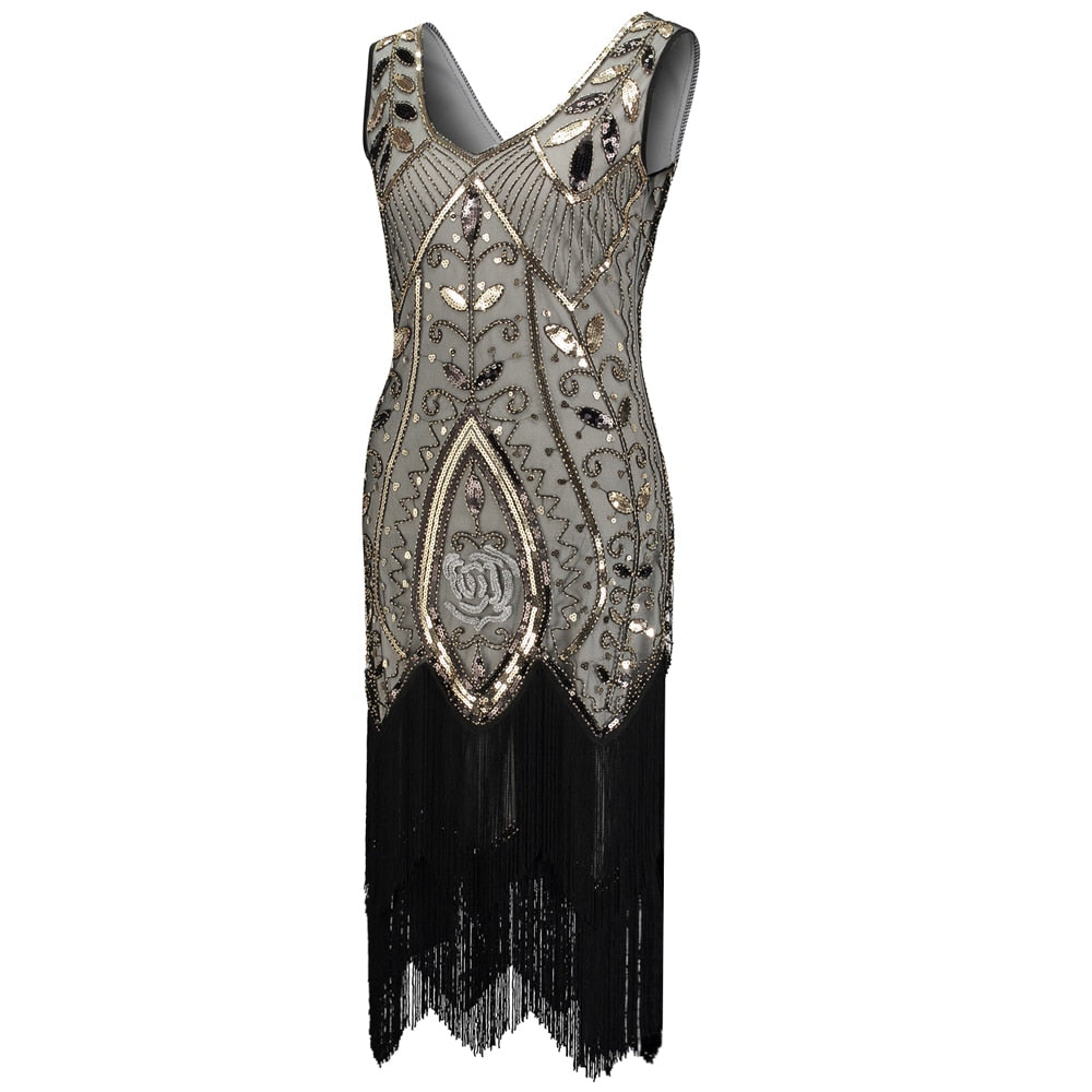 Abito da Sera con Fiori e Paillettes da Donna
