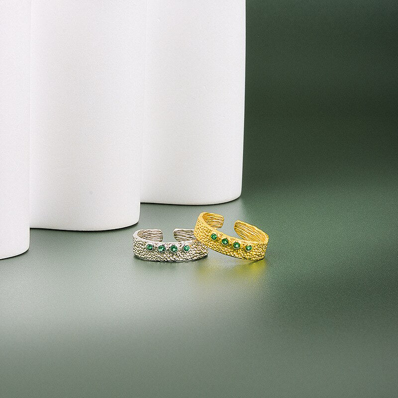 Anello in Argento Sterling 925 con Zircone Verde