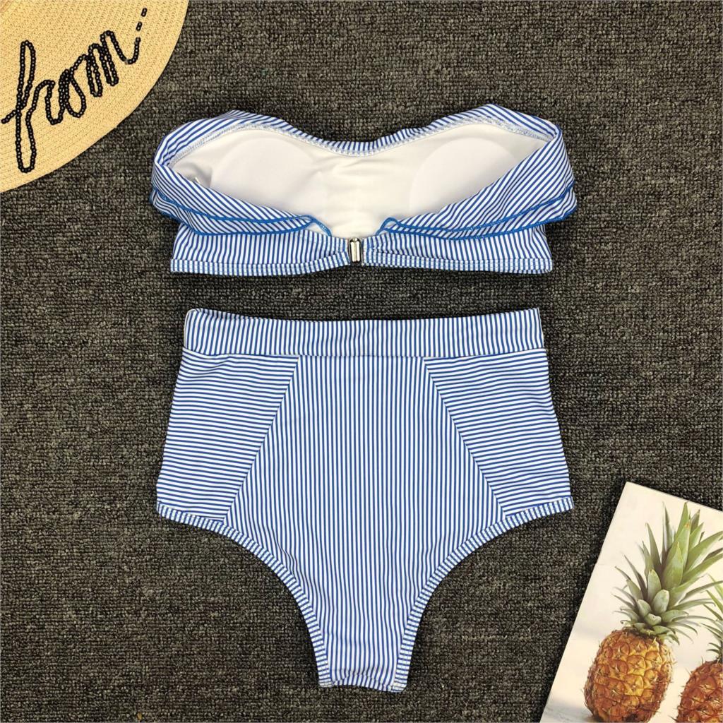Bikini Set a Righe Stile Retrò da Donna