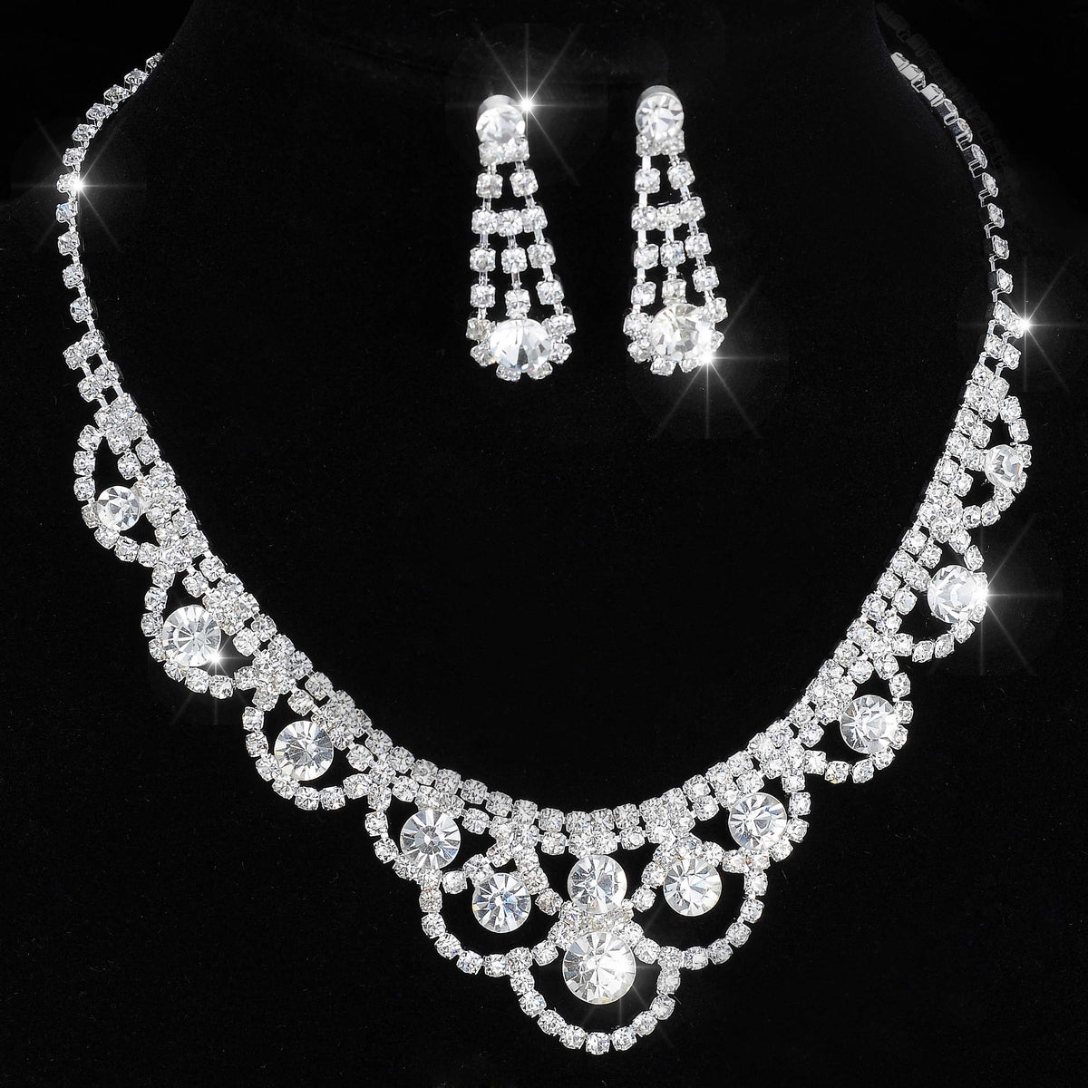 Set di Gioielli da Sposa in Argento e Cristallo